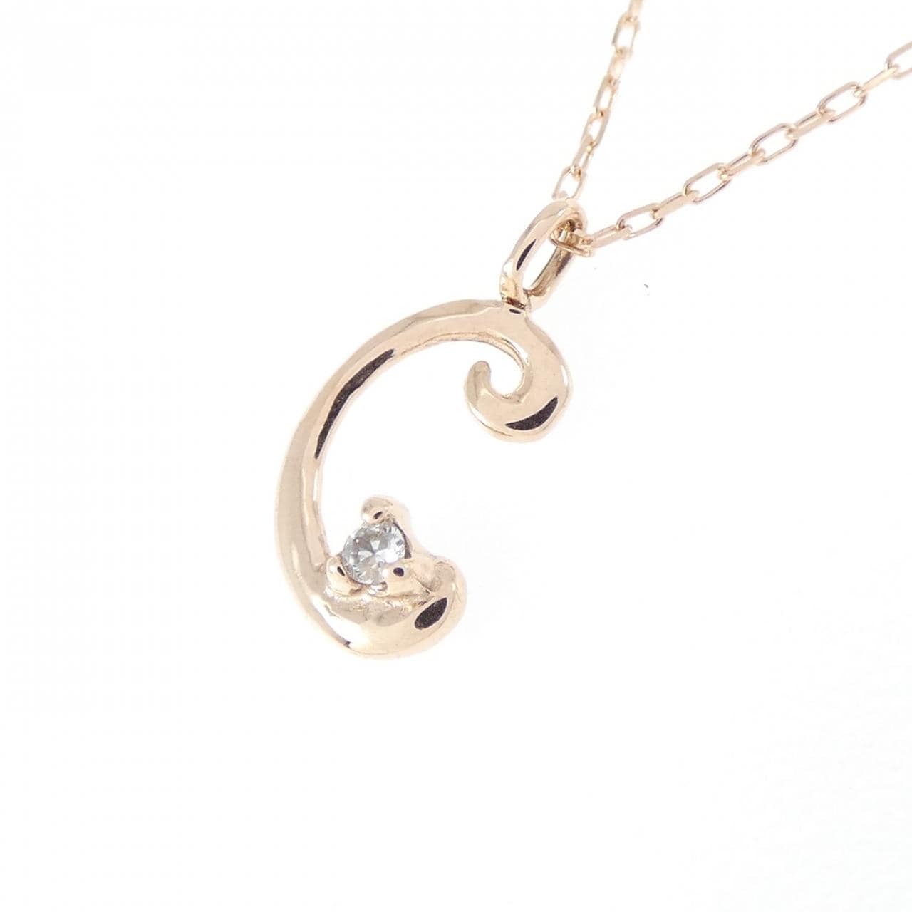 K10PG イニシャルC ダイヤモンド ネックレス 0.01CT