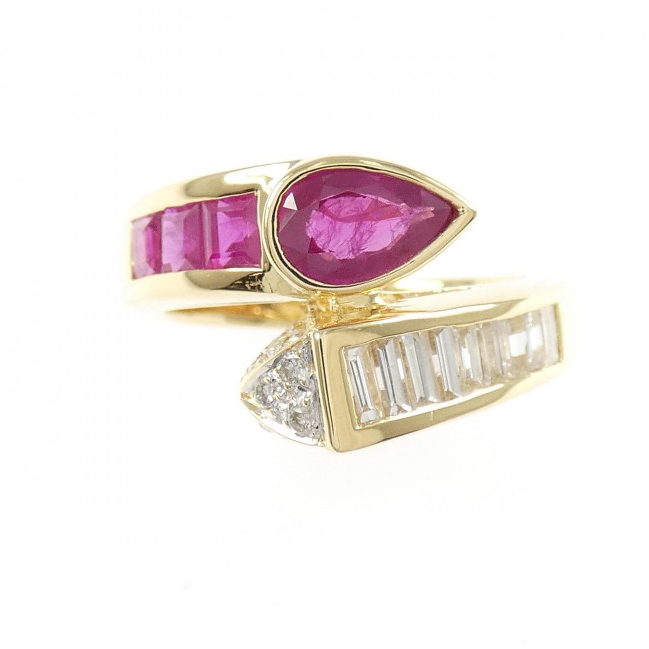 K18YG/K18WG ルビー リング 1.32CT