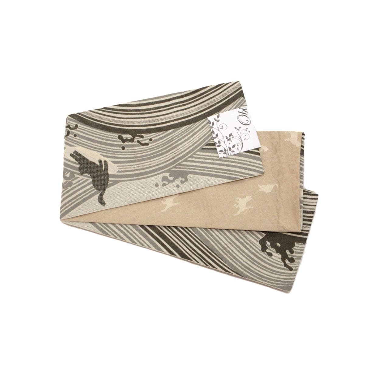 【新品】半幅帯　猫