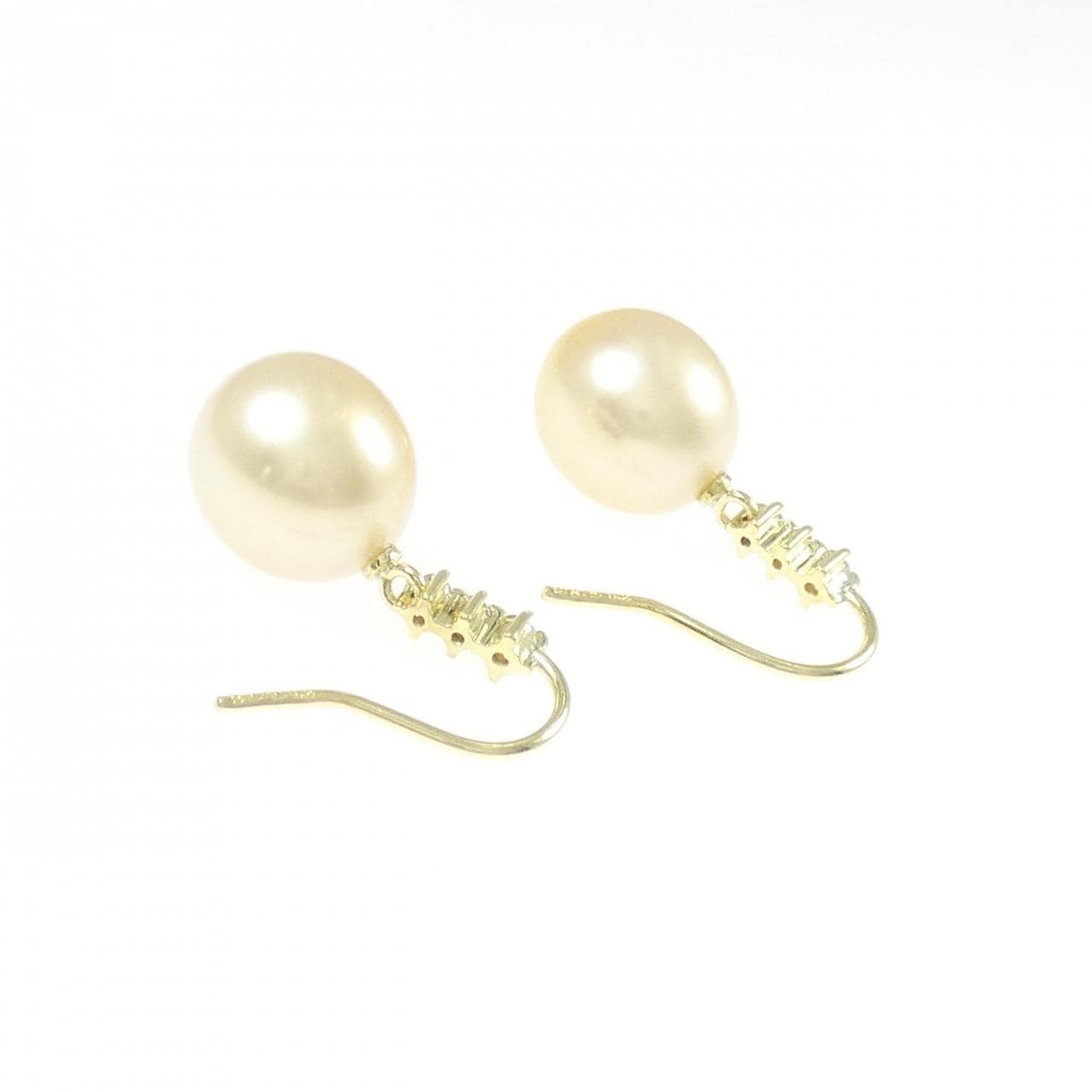 K18YG 白蝶パール ピアス 9.3mm