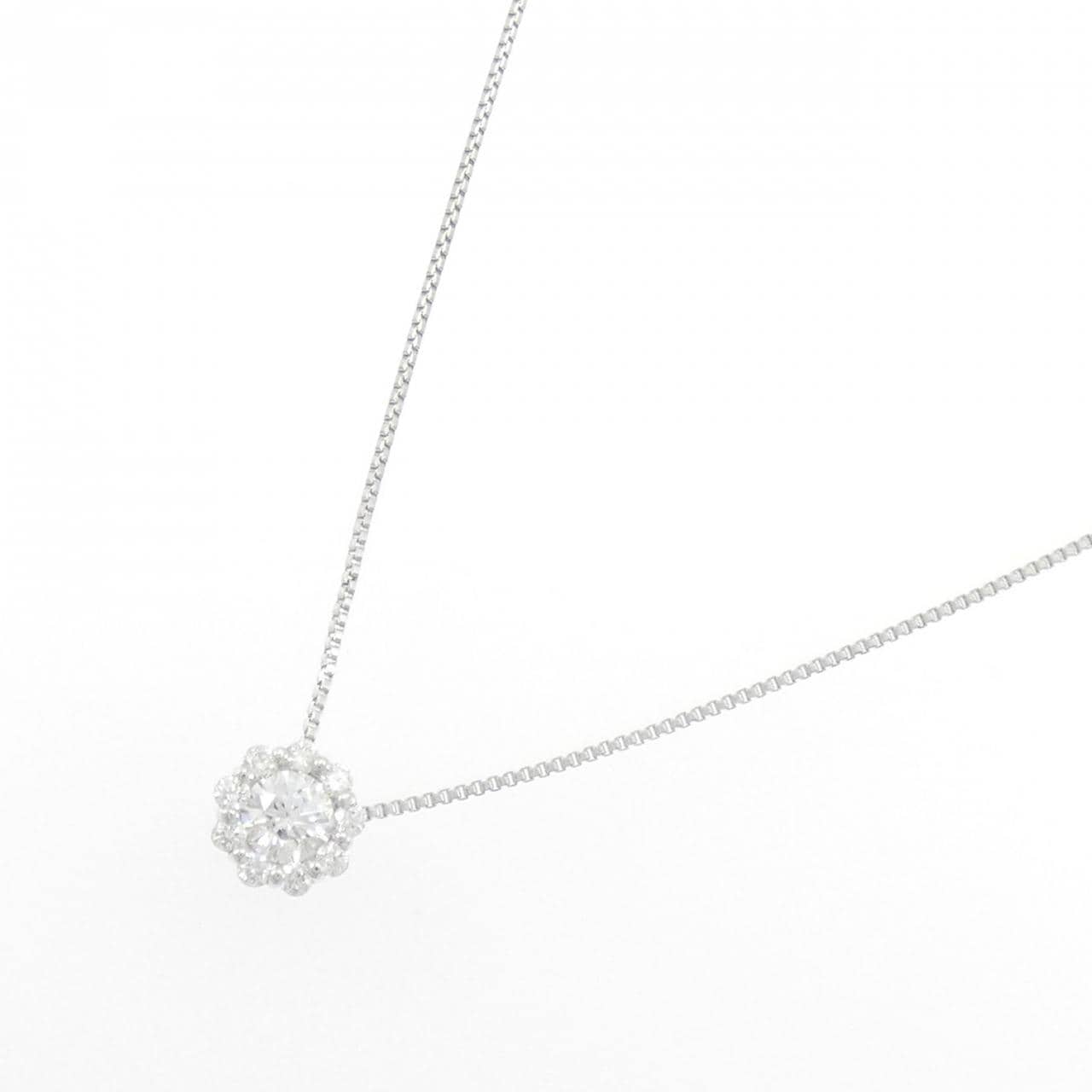 K18WG フラワー ダイヤモンド ネックレス 0.40CT