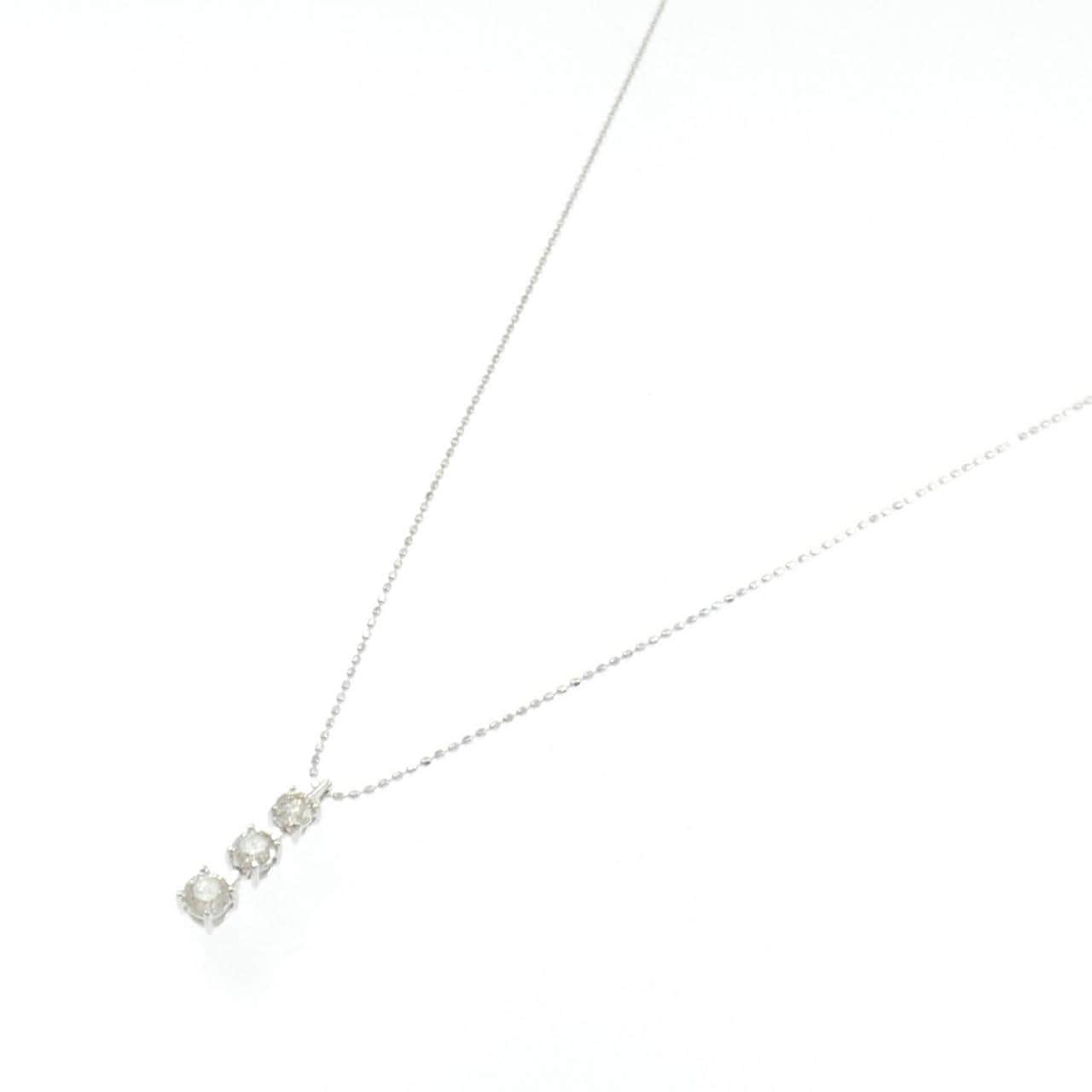 K18WG スリーストーン ダイヤモンド ネックレス 0.50CT