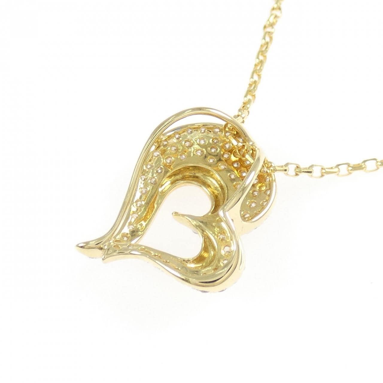 K18YG/K18WG ハート ダイヤモンド ネックレス 0.43CT
