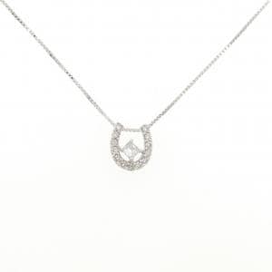 K18WG ホースシュー ダイヤモンド ネックレス 0.09CT