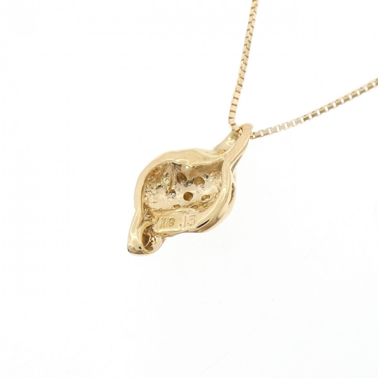 K18YG フラワー ダイヤモンド ネックレス 0.15CT