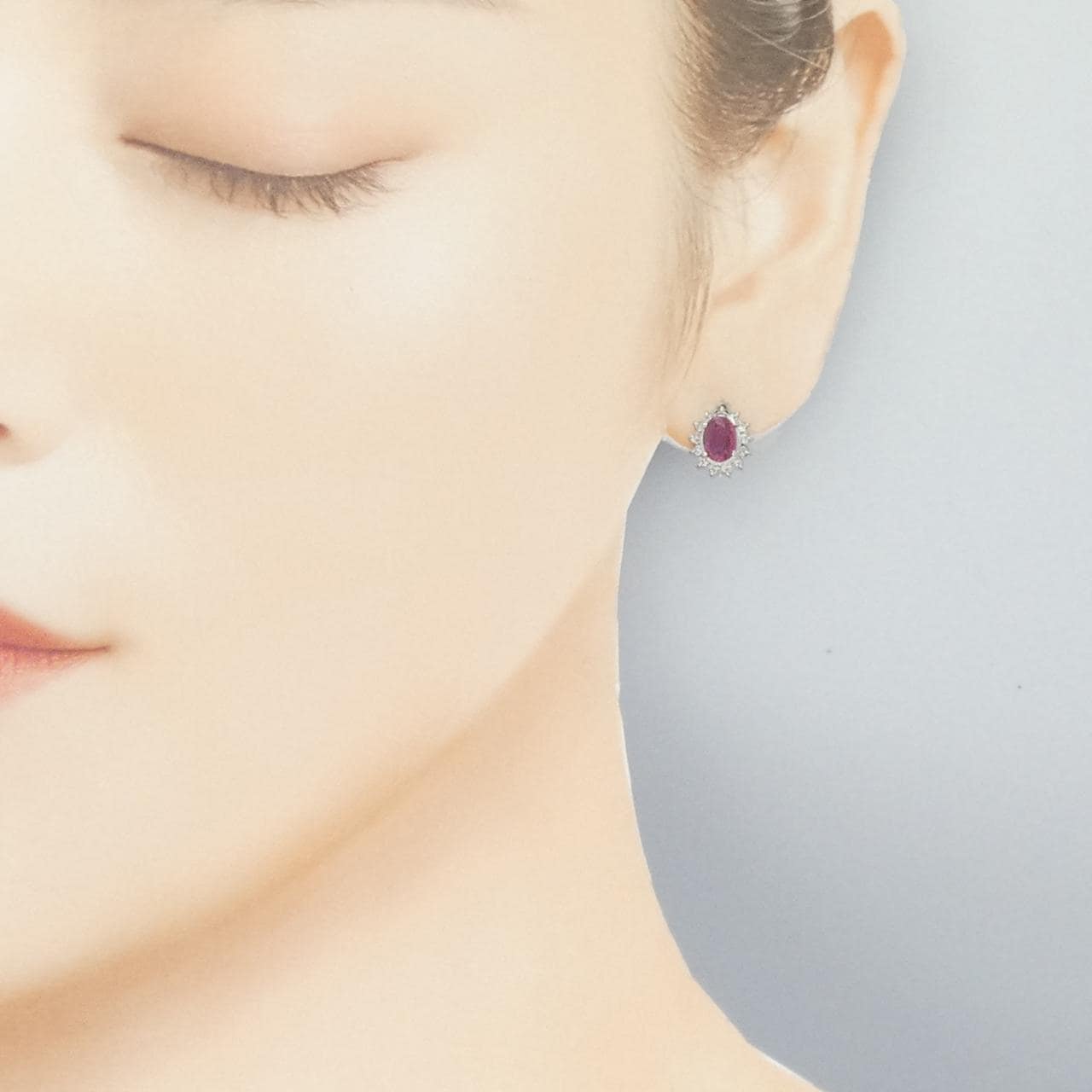 PT900 ルビー ピアス 0.76CT