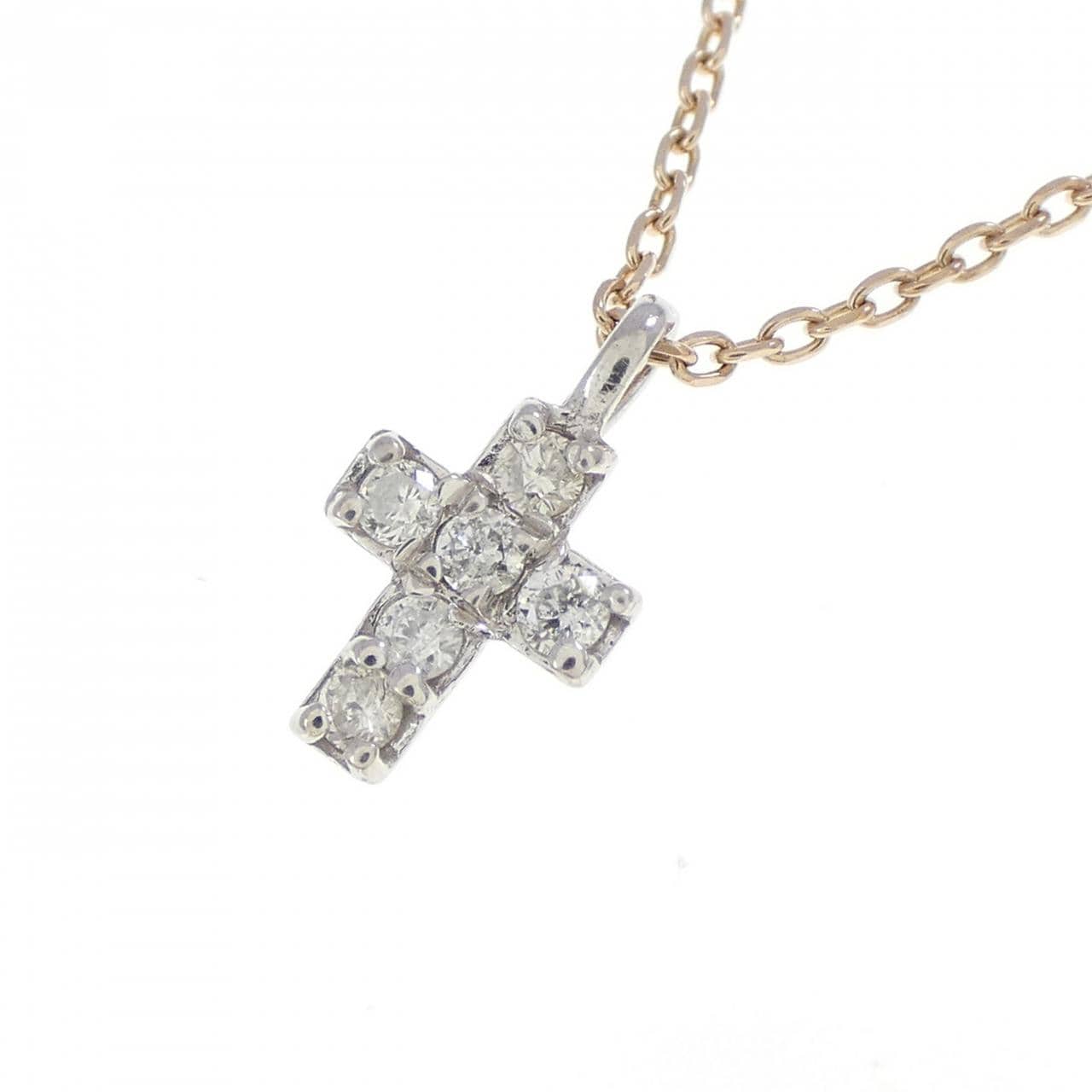 K10WG/K10PG クロス ダイヤモンド ネックレス 0.08CT