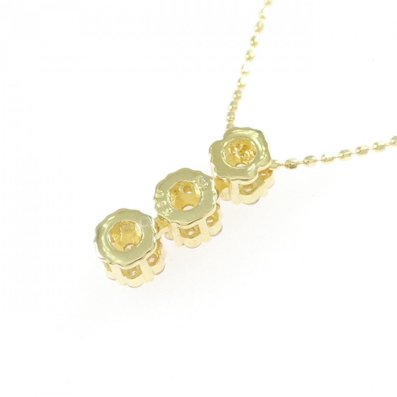 K18YG フラワー ダイヤモンド ネックレス 0.32CT