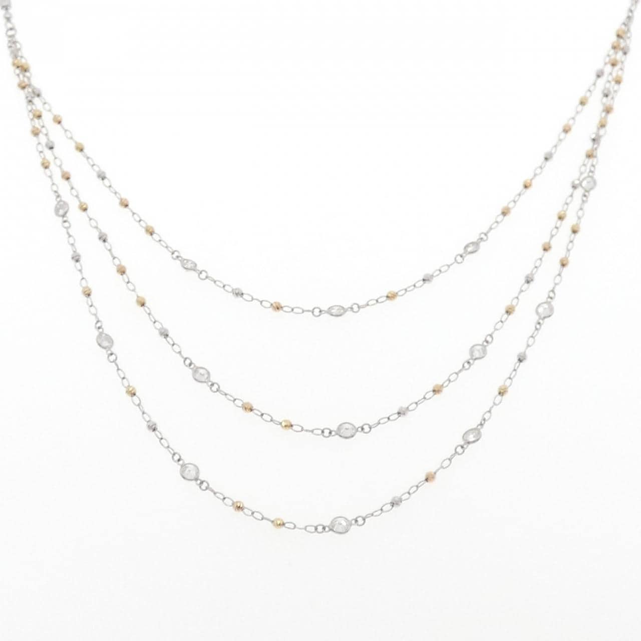 K18スリーカラー ダイヤモンド ネックレス 1.50CT