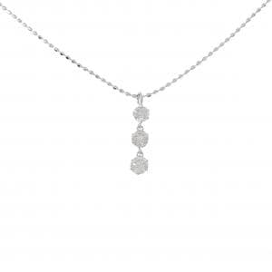 K18WG スリーストーン ダイヤモンド ネックレス 0.30CT