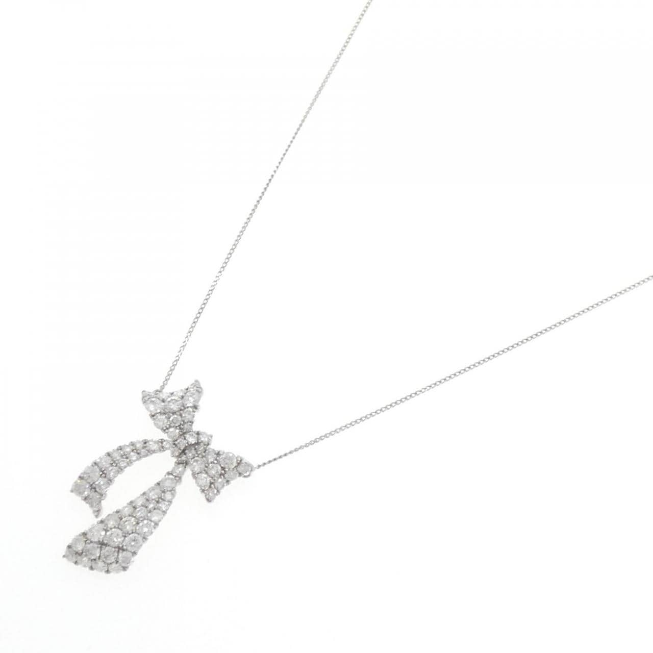 [BRAND NEW] PT Ribbon Diamond Necklace 2.00CT