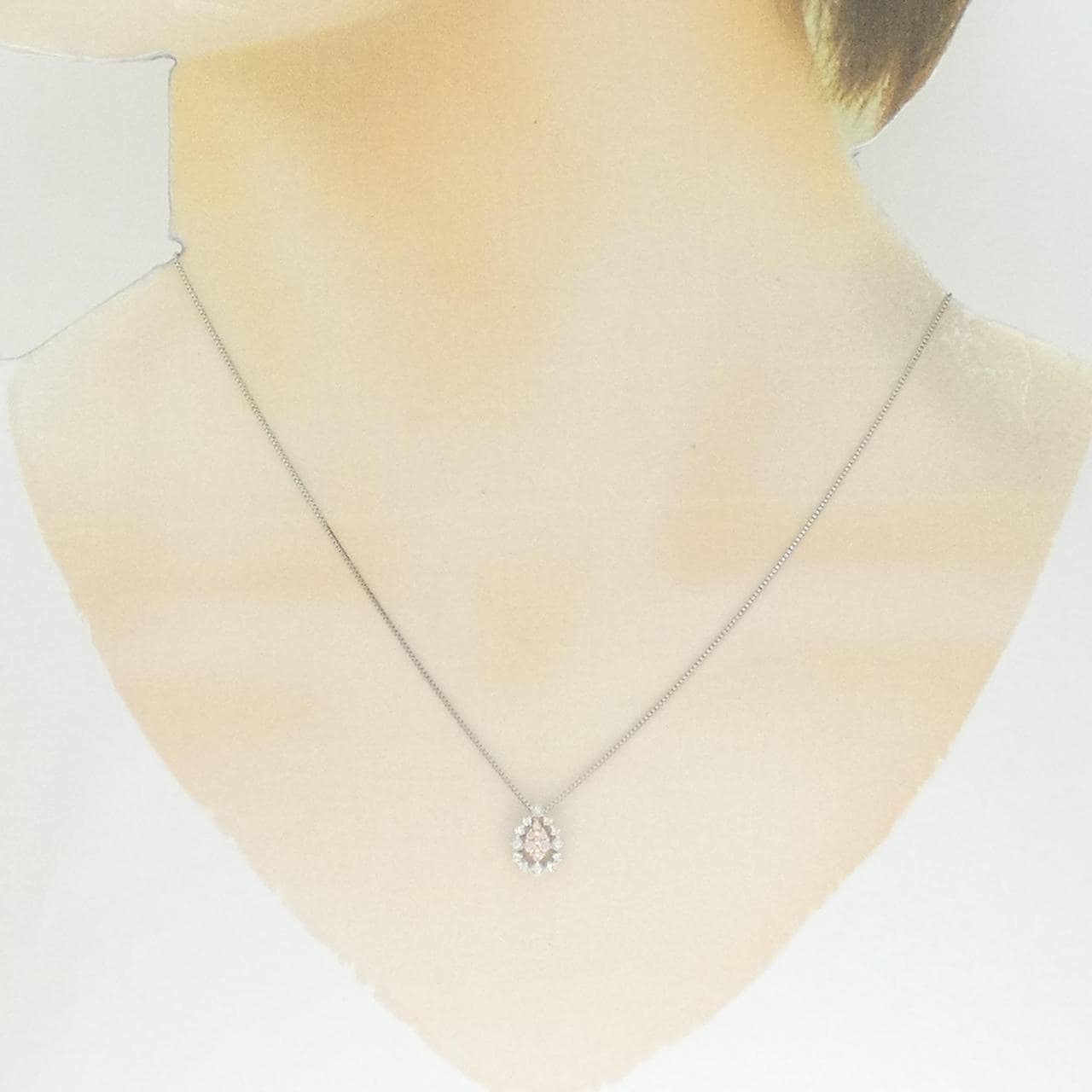 PT900/K18PG/PT850 ピンクダイヤモンド ネックレス 0.06CT