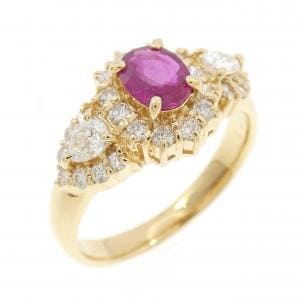 K18YG ルビー リング 0.47CT