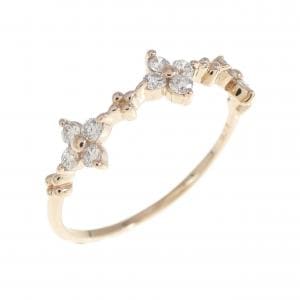 K18PG フラワー ダイヤモンド リング 0.15CT