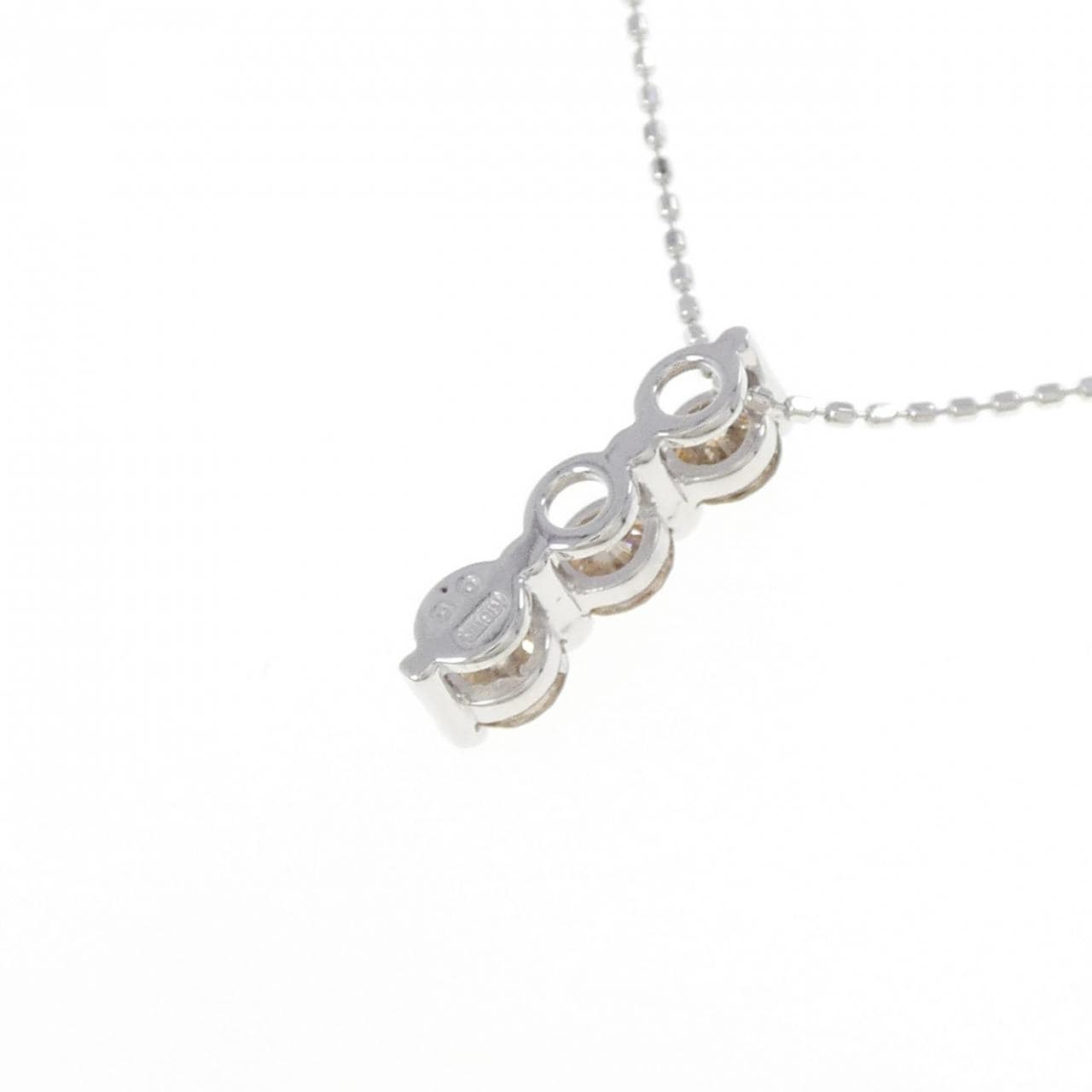 K18WG スリーストーン ダイヤモンド ネックレス 0.5CT