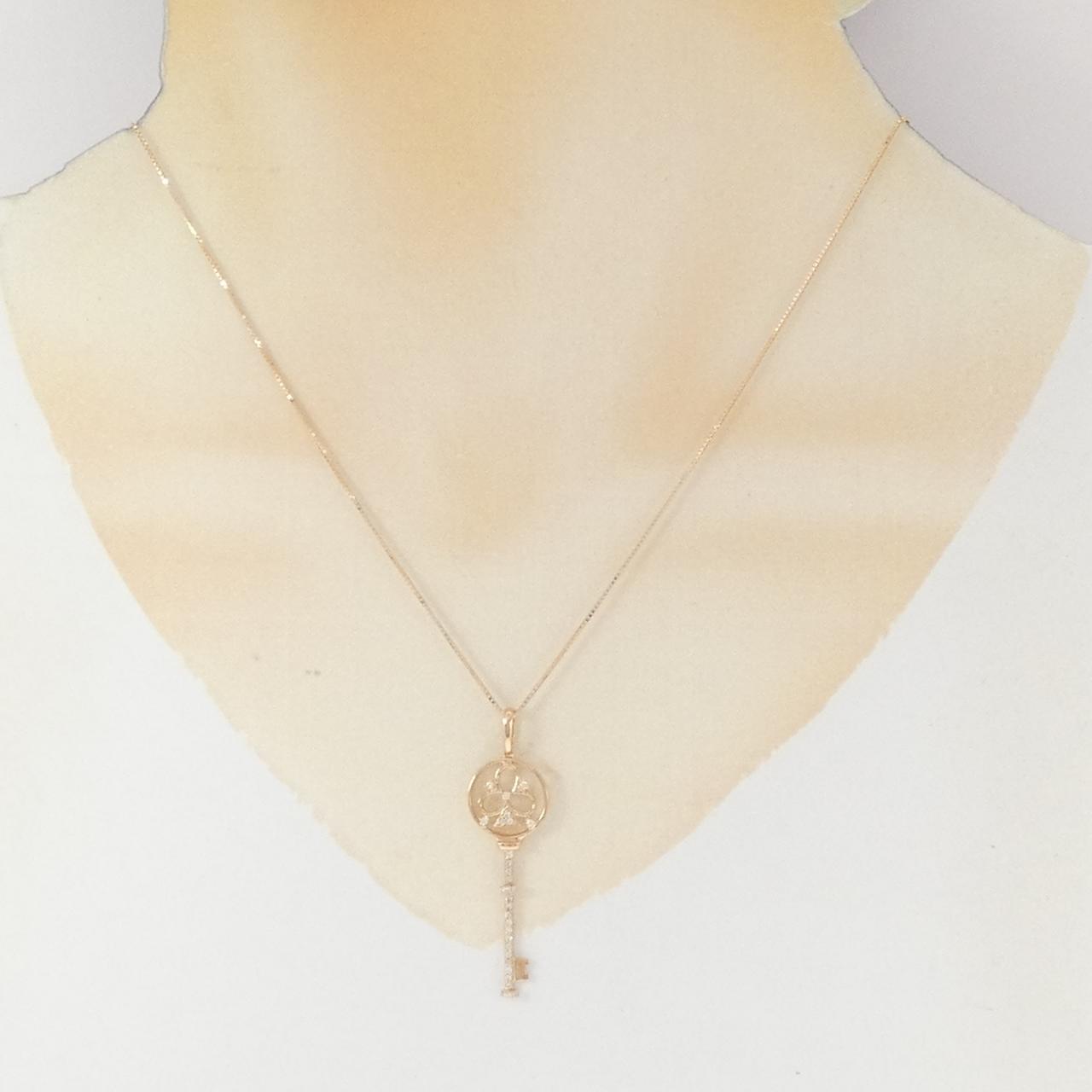 K18PG キー ダイヤモンド ネックレス 0.15CT