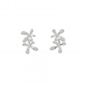K18WG フラワー ダイヤモンド ピアス 0.10CT