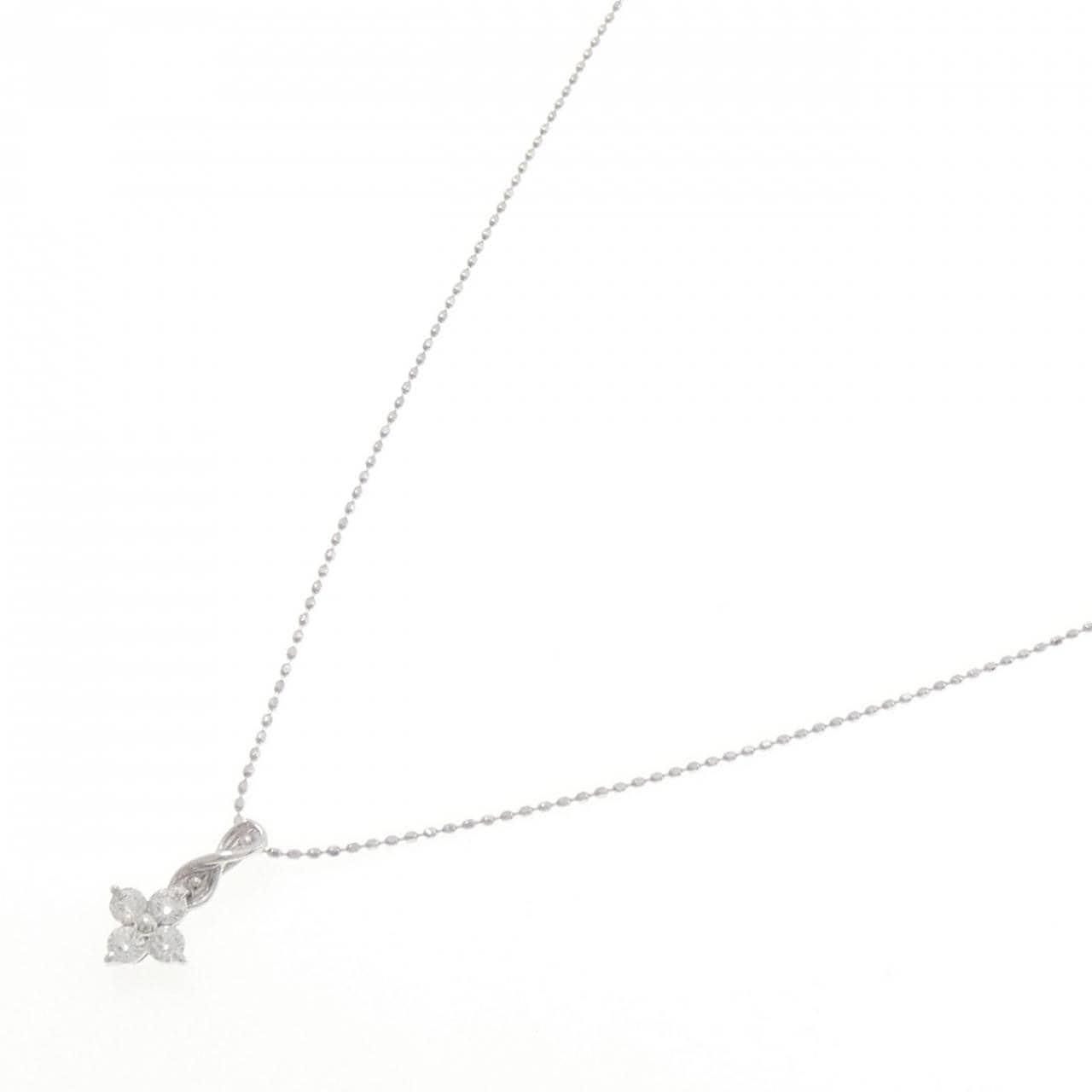 K18WG フラワー ダイヤモンド ネックレス 0.20CT
