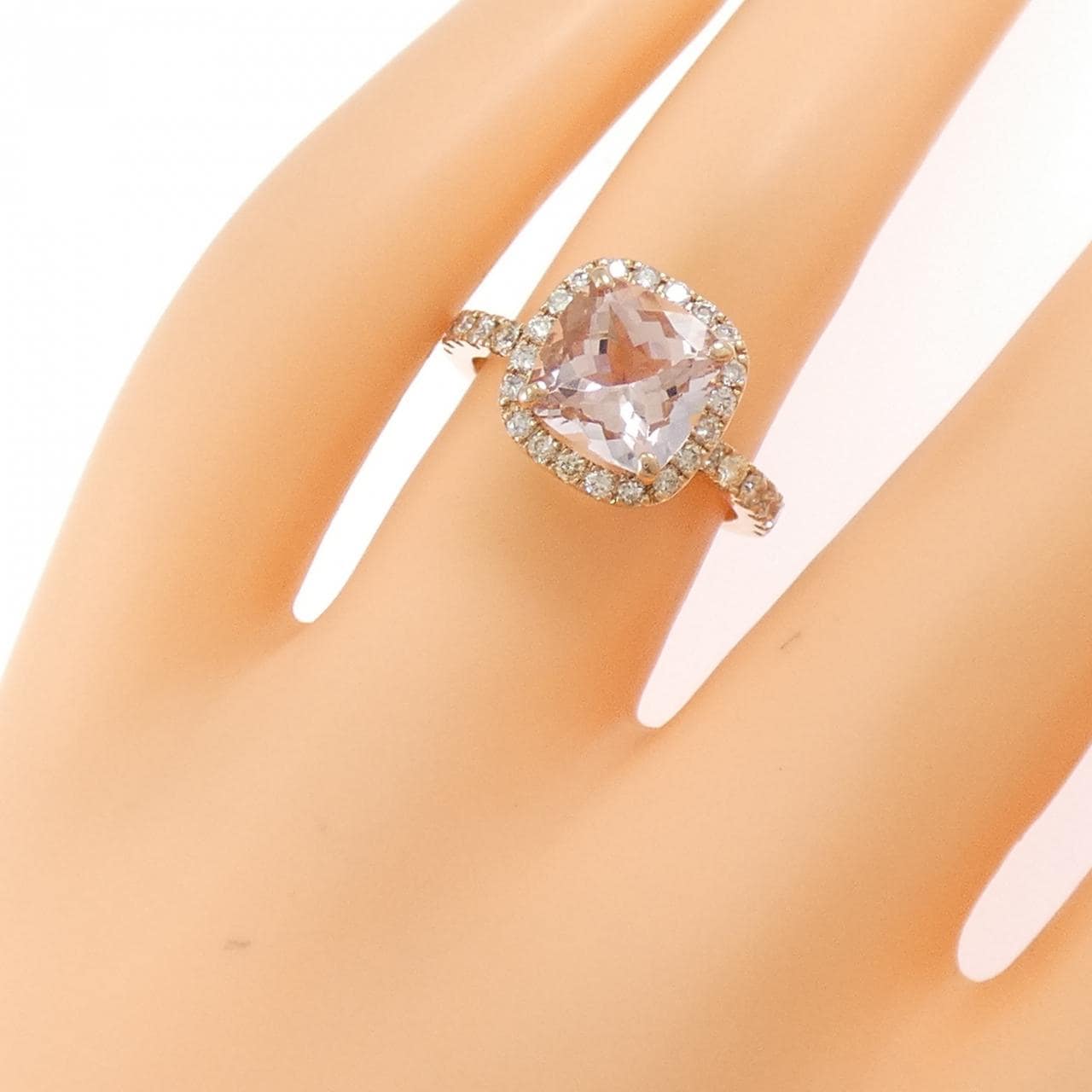 K18PG モルガナイト リング 1.95CT