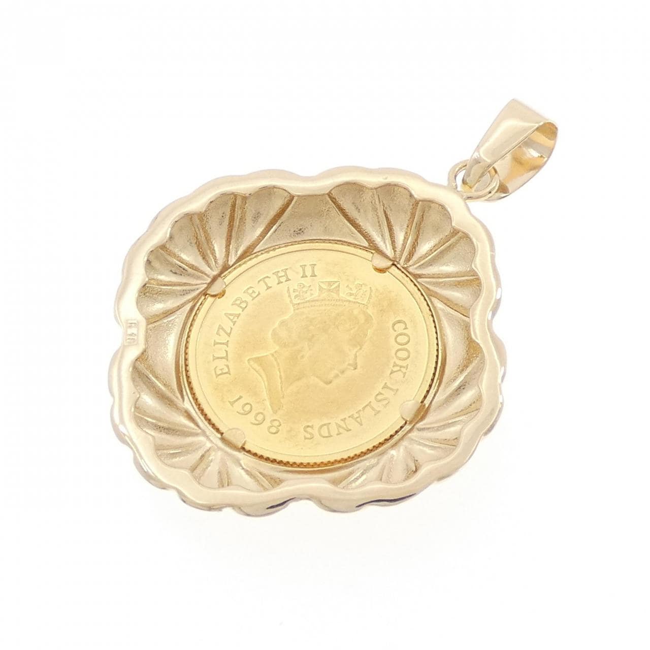 K18YG frame coin pendant