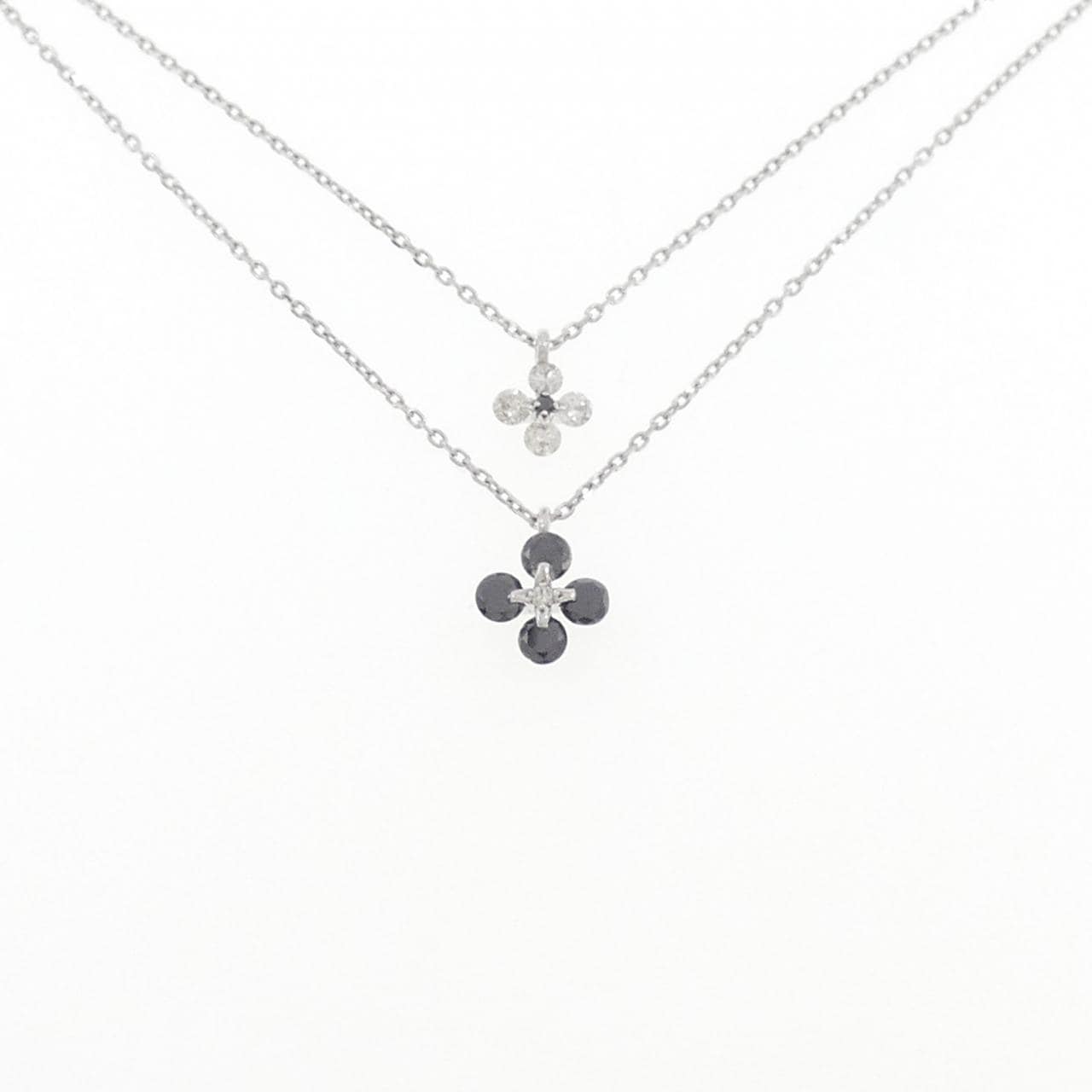 K18WG フラワー ダイヤモンド ネックレス 0.50CT