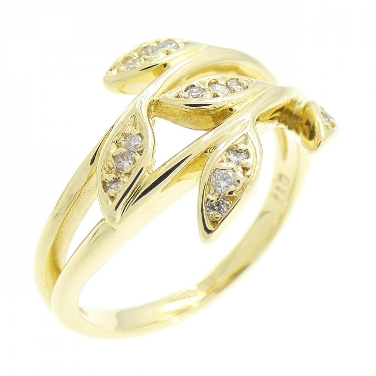 K18YG リーフ ダイヤモンド リング 0.11CT