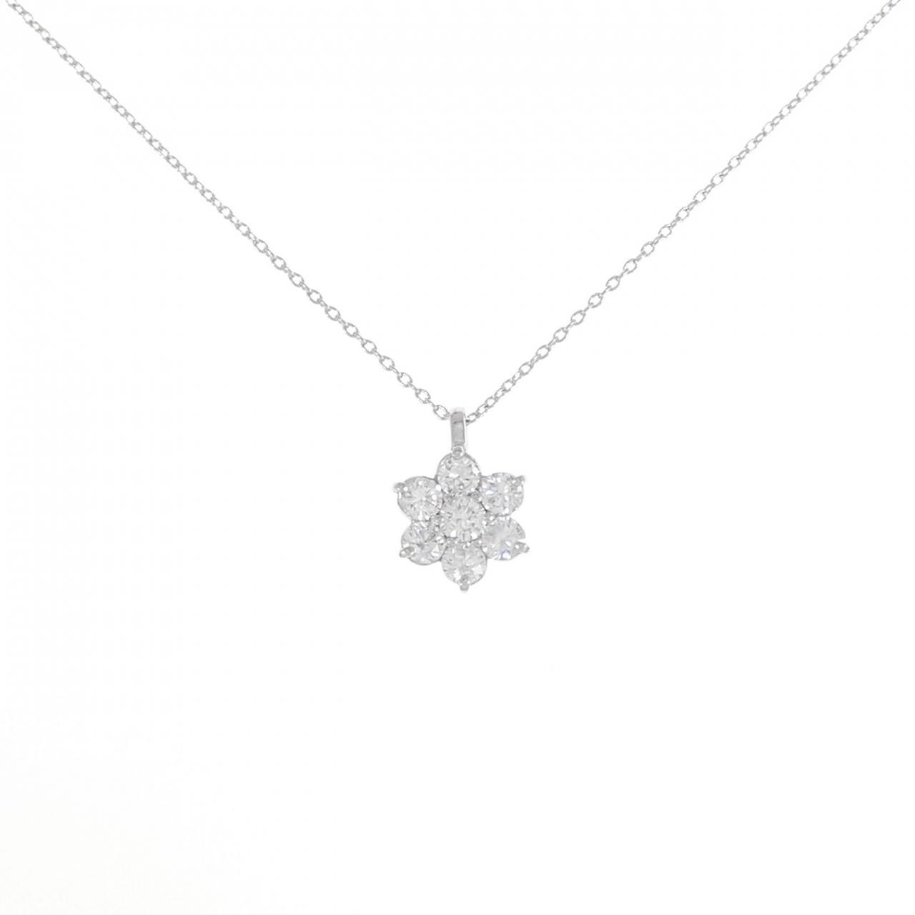 K18WG Flower Diamond Necklace 0.670CT