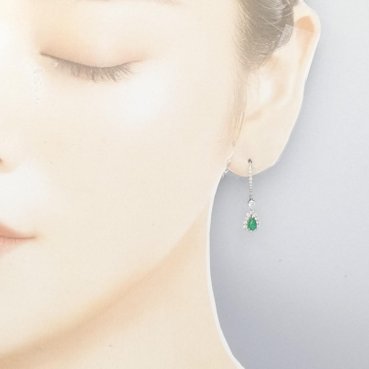 【新品】PT950 エメラルド ピアス 0.49CT