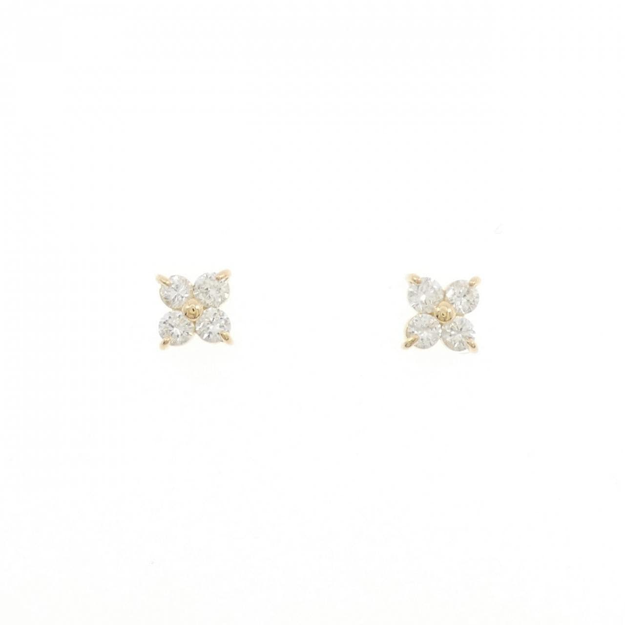 【リメイク】K18YG フラワー ダイヤモンド ピアス 0.30CT