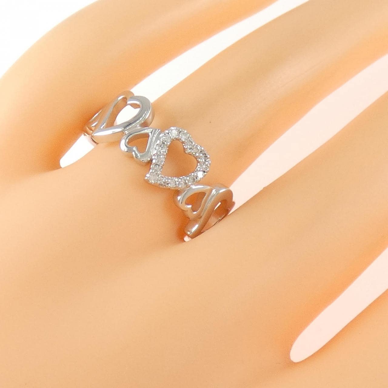 K18WG ハート ダイヤモンド リング 0.10CT