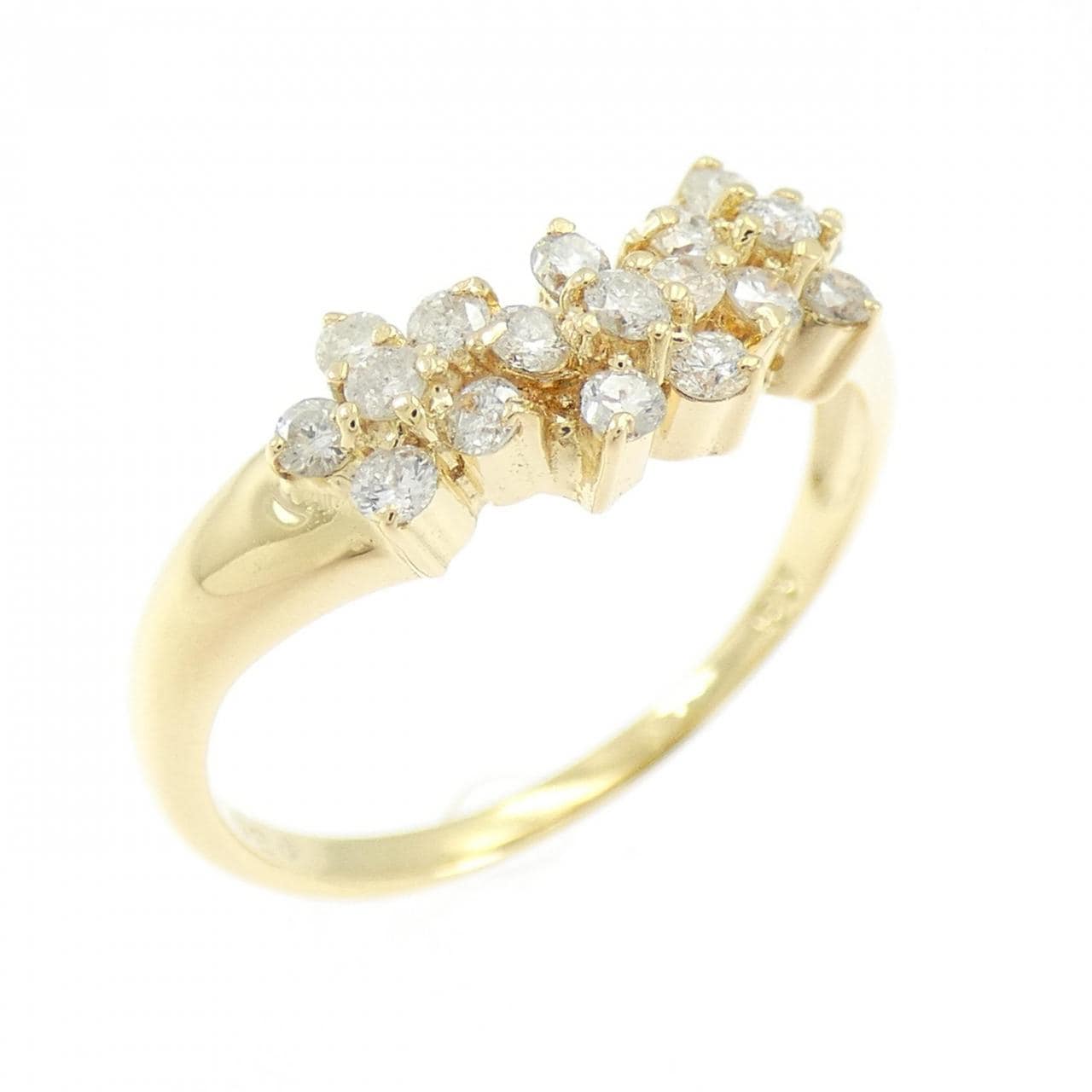 K18YG フラワー ダイヤモンド リング 0.30CT