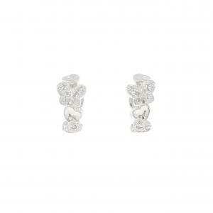 K18WG バタフライ×ハート ダイヤモンド ピアス 0.12CT
