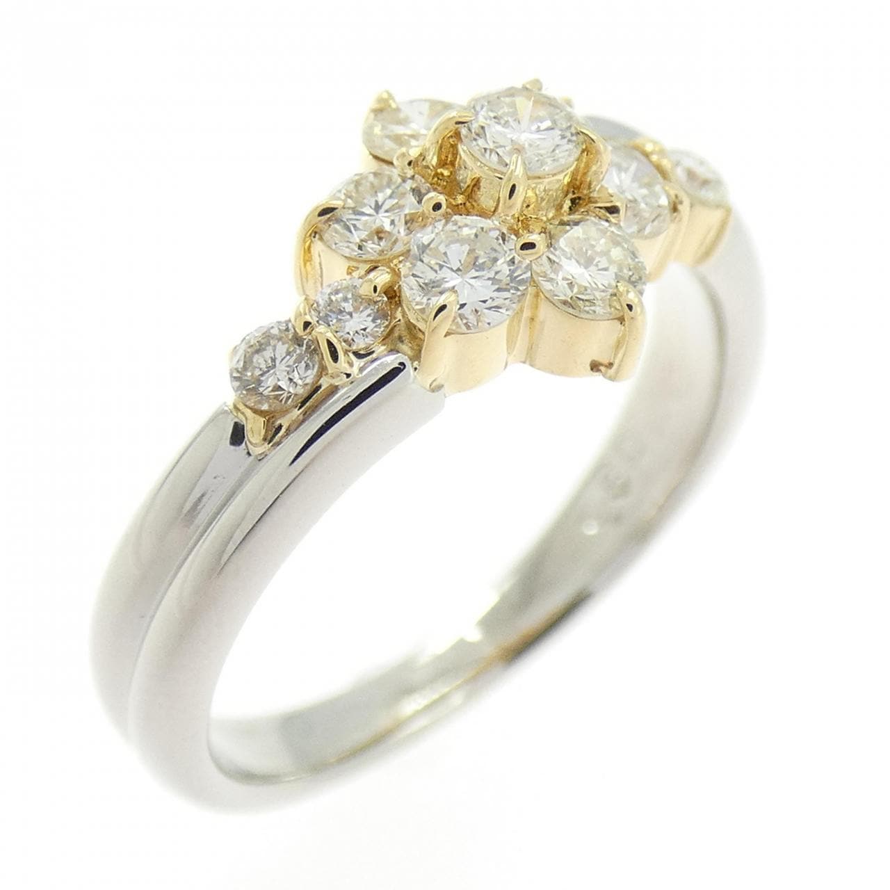 K18YG/PT900花朵钻石戒指0.50CT