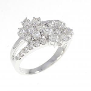 K18WG フラワー ダイヤモンド リング 1.00CT