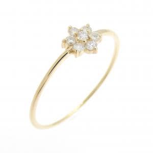 【リメイク】K18YG フラワー ダイヤモンド リング 0.10CT