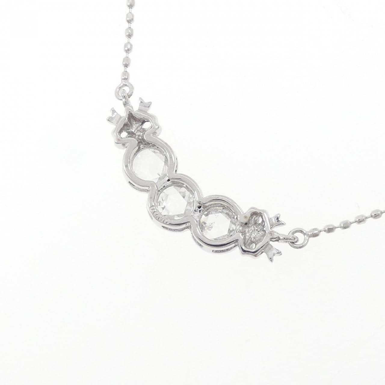 K18WG リボン ダイヤモンド ネックレス 0.30CT