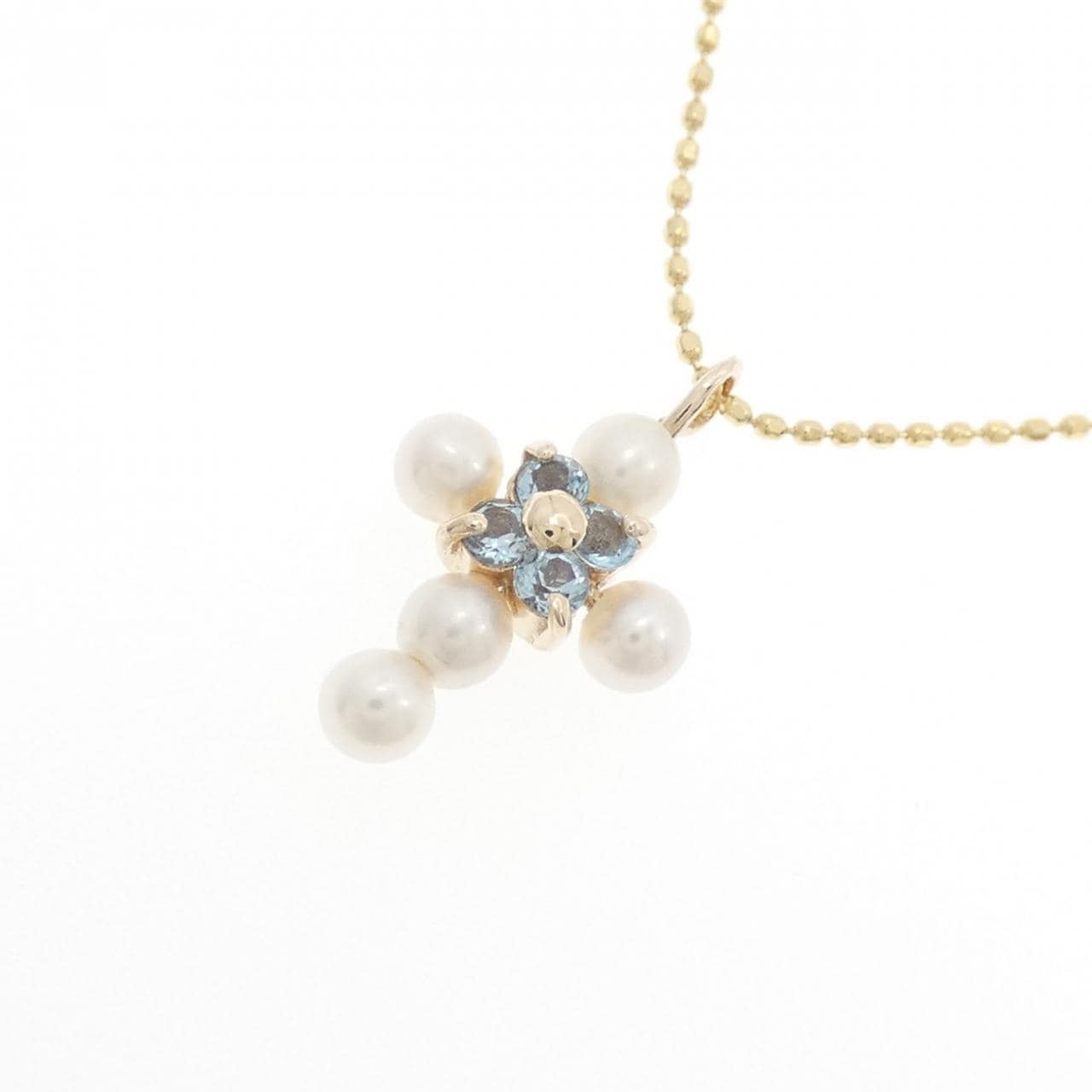 K10YG クロス 淡水パール ネックレス