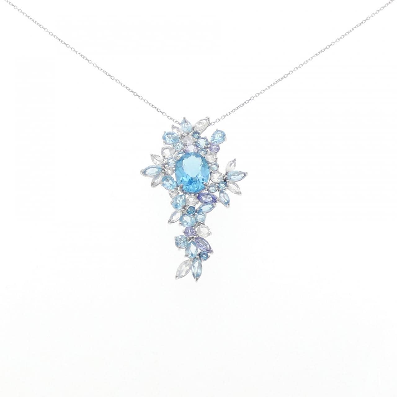 K18WG ブルートパーズ ネックレス 3.10CT