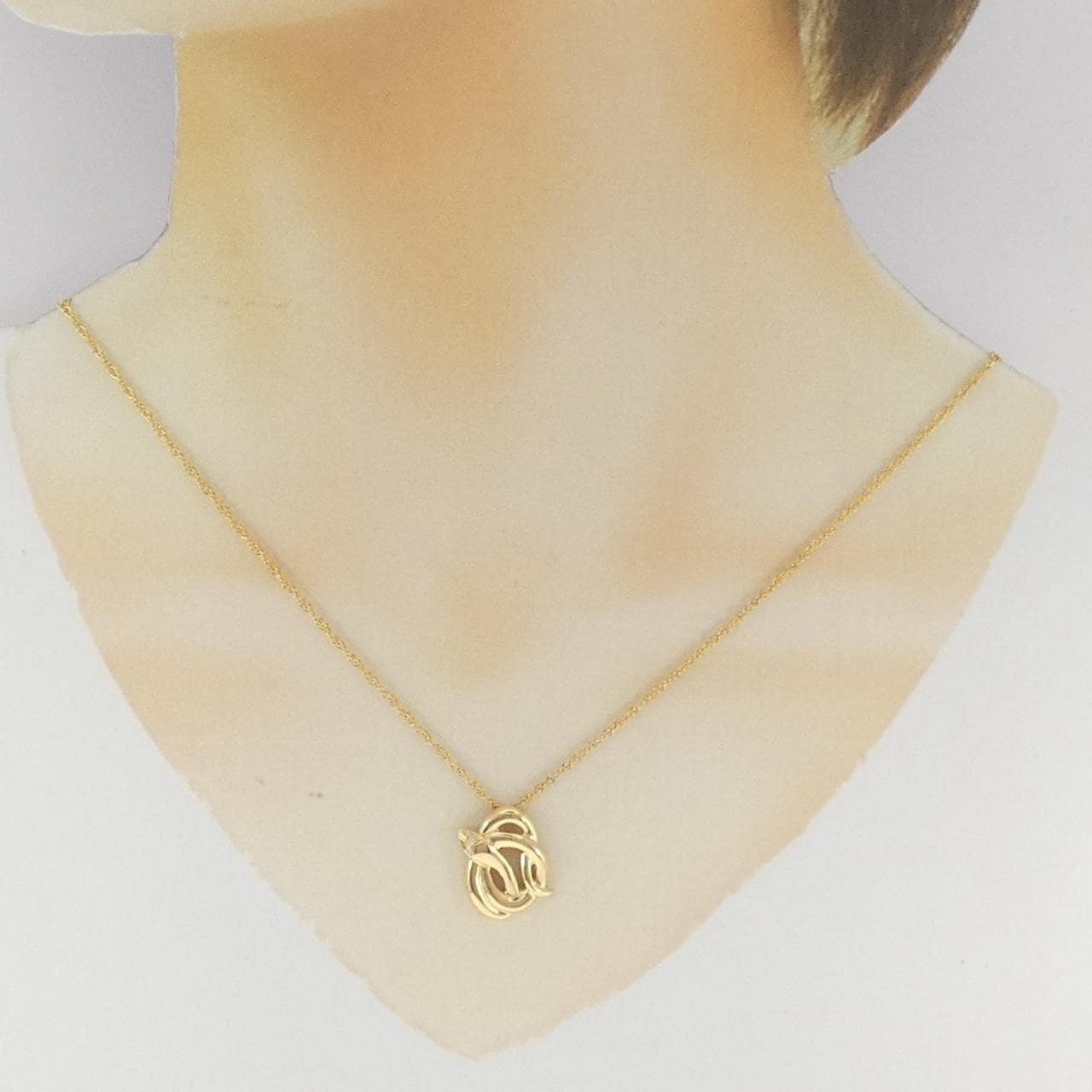K18YG スネーク ダイヤモンド ネックレス 0.02CT