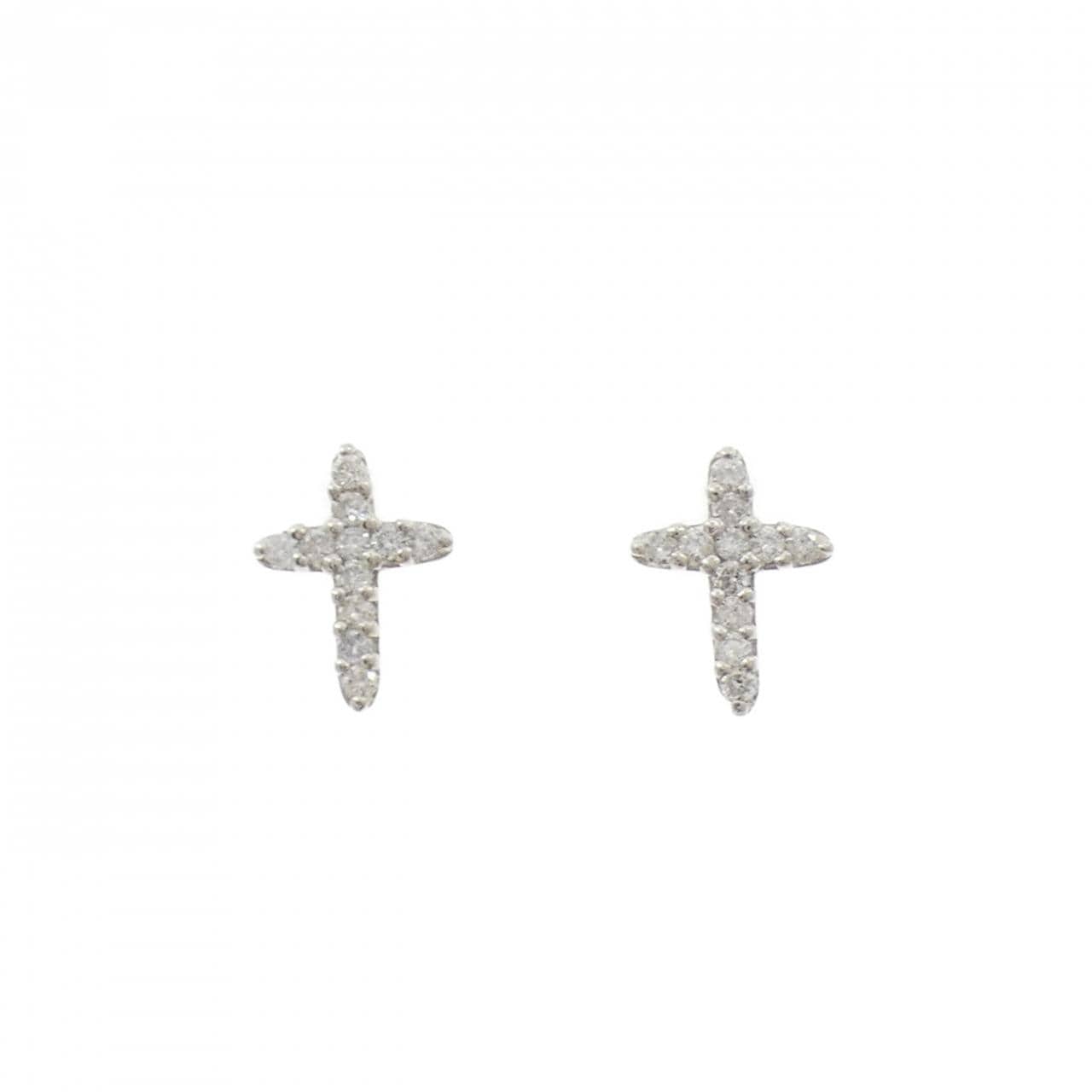 PT900 クロス ダイヤモンド ピアス 0.20CT