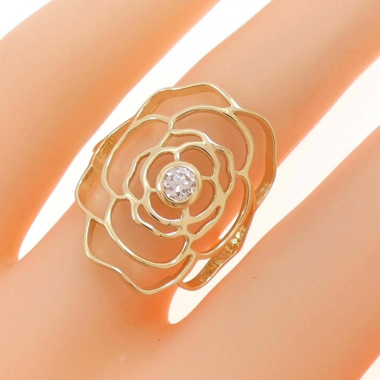 K18YG ローズ ダイヤモンド リング 0.15CT