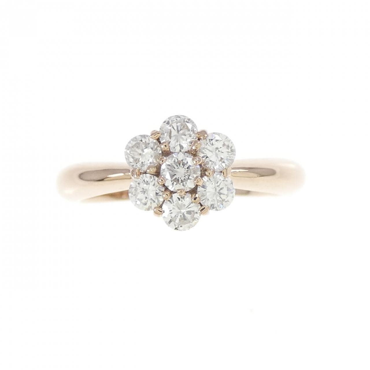 K18PG フラワー ダイヤモンド リング 0.50CT
