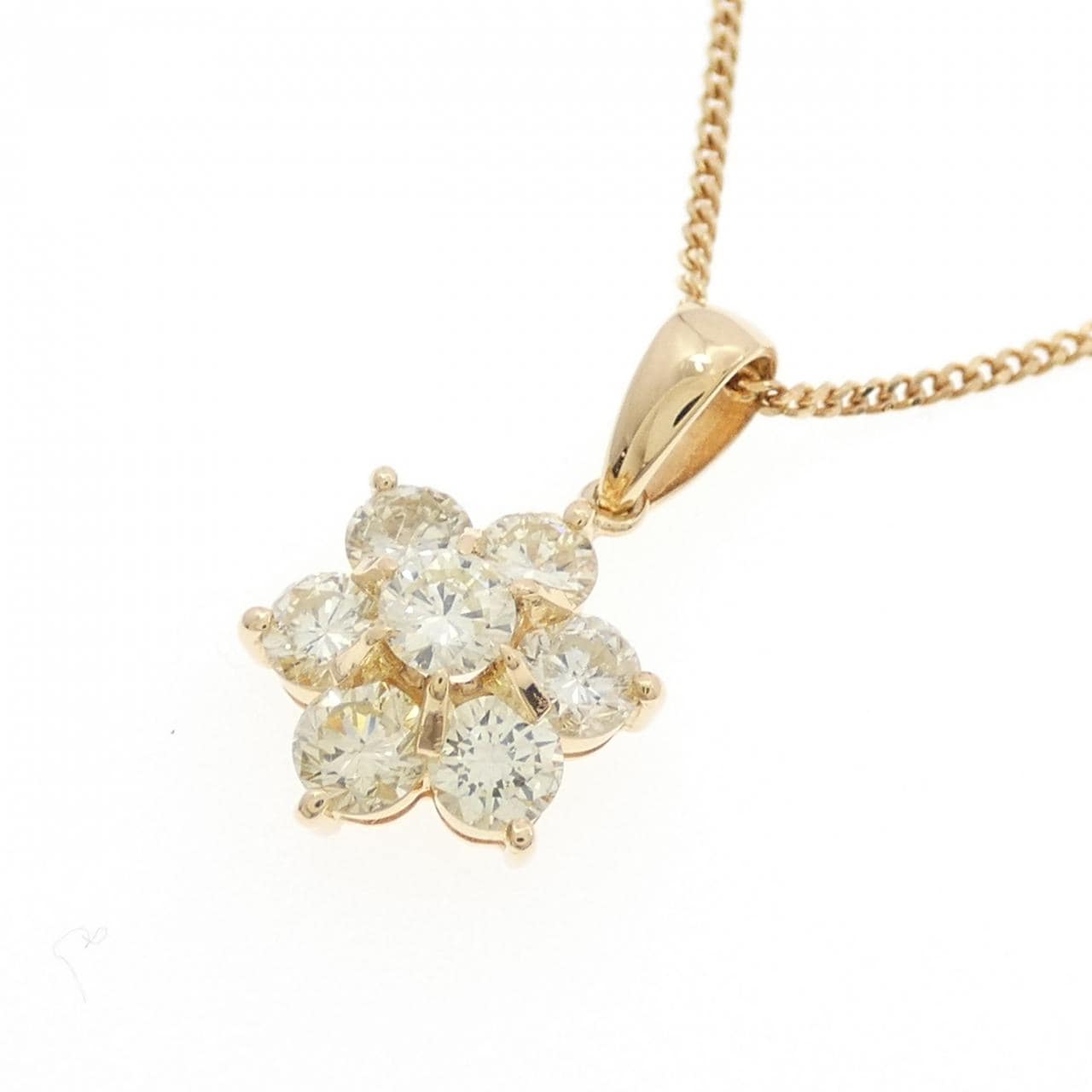 K18YG フラワー ダイヤモンド ネックレス 1.04CT