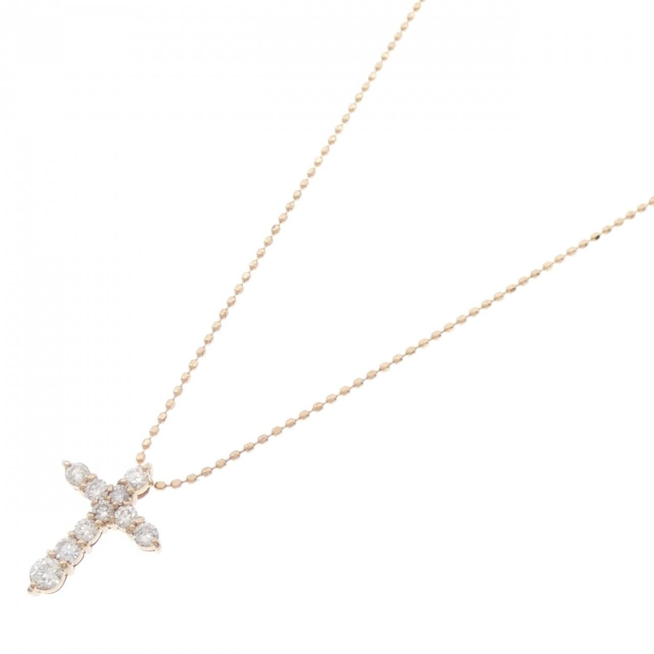 K18PG クロス ダイヤモンド ネックレス 0.30CT