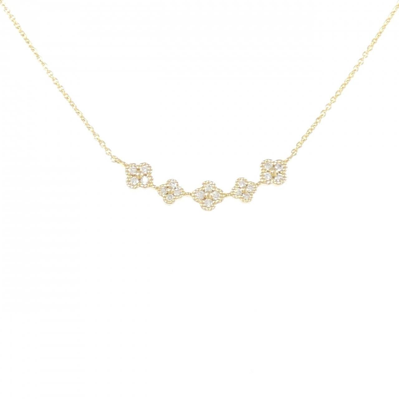 K18YG フラワー ダイヤモンド ネックレス 0.12CT