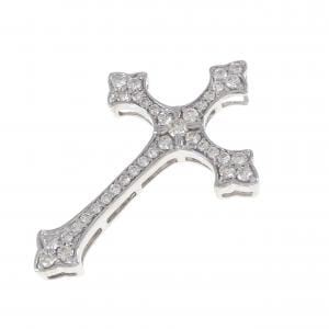K18WG クロス ダイヤモンド ペンダント 1.00CT