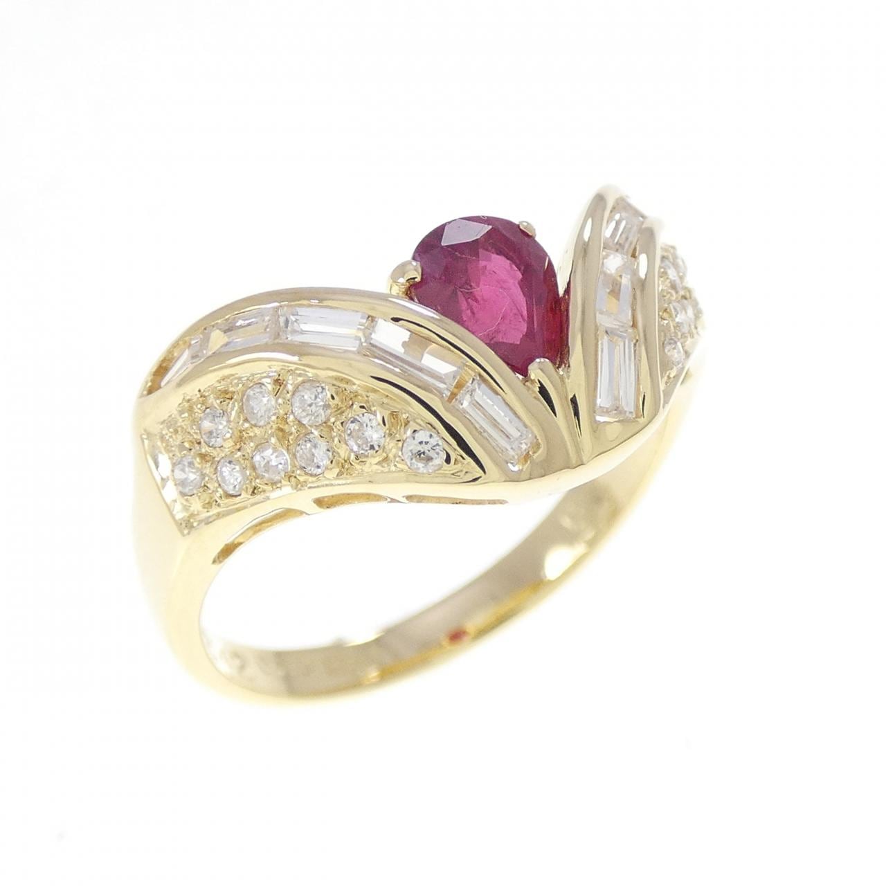 K18YG ルビー リング 0.55CT