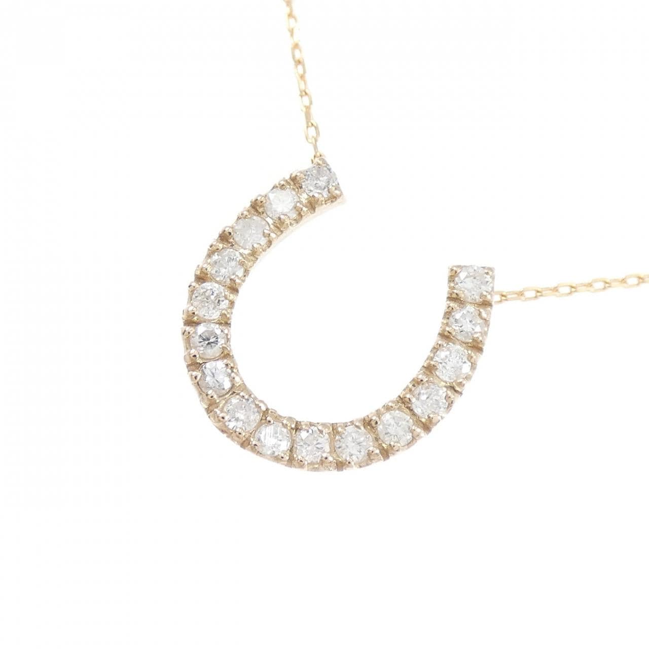 K18PG ホースシュー ダイヤモンド ネックレス 0.20CT