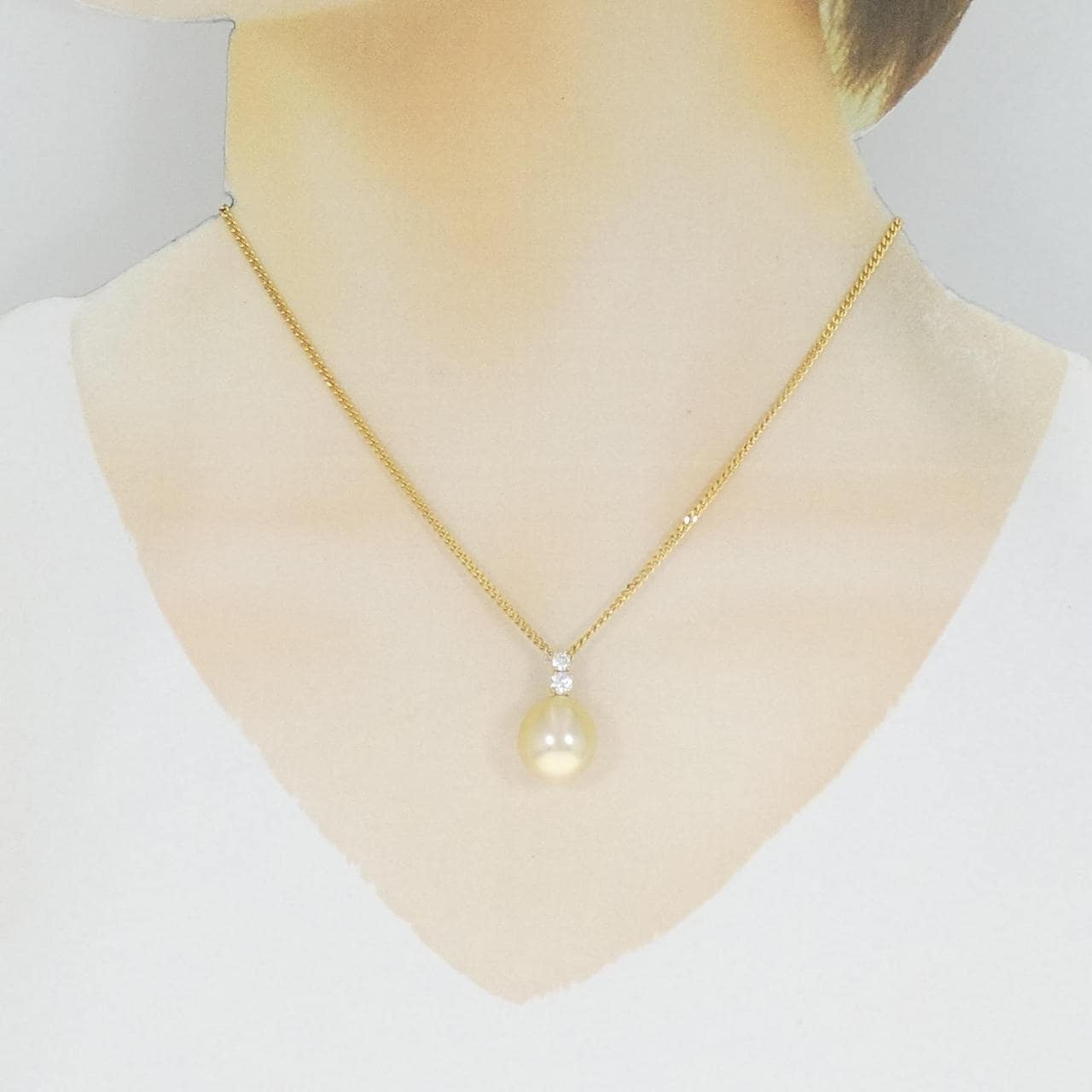 K18YG 白蝶パール ネックレス 12.4mm