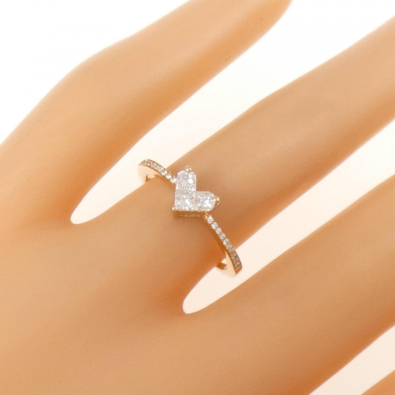 K18PG Heart Diamond Ring 0.26CT